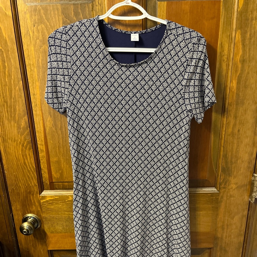 Blue and white t-shirt dress